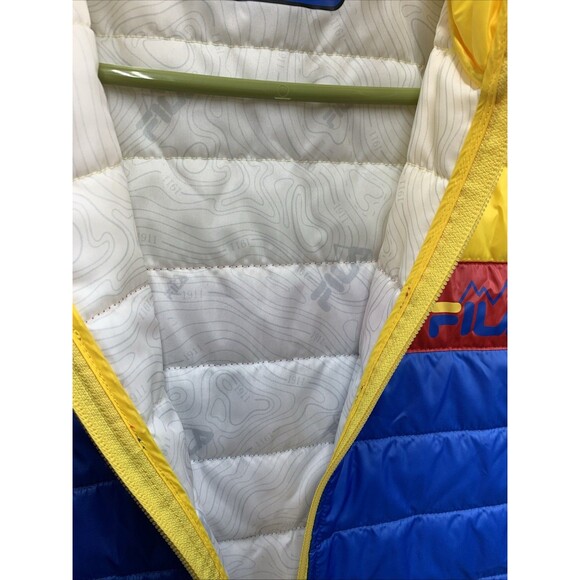 FILA 1911 Men Tri Vest Trek Pockets Multicolor Yellow Orange Blue Hip Hop Medium - Picture 4 of 16